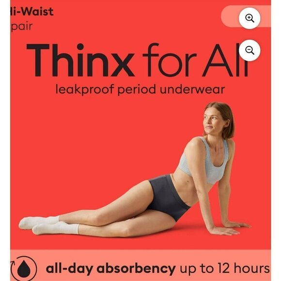Period Underwear NWT Thinx for All 1X Hi-Waist All-Day Leakproof Black Panties - Picture 10 of 12